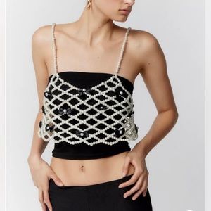 Urban Outfitters Pearl Bow Beaded Top